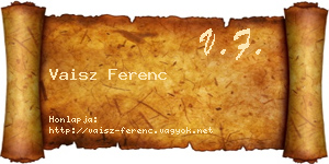 Vaisz Ferenc névjegykártya